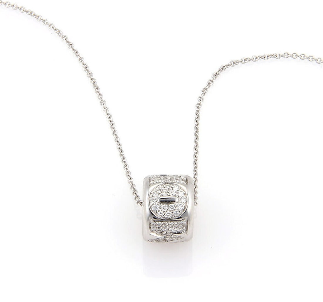 Pasquale Bruni Amore 18k White Gold Diamond Pendant Necklace: Pasquale Bruni Amore 18k White Gold Diamond Pendant Necklace This Pasquale Bruni Amore necklace features a mini ring pendant crafted from 18k white gold, adorned with approximately 0.44 carats of spar