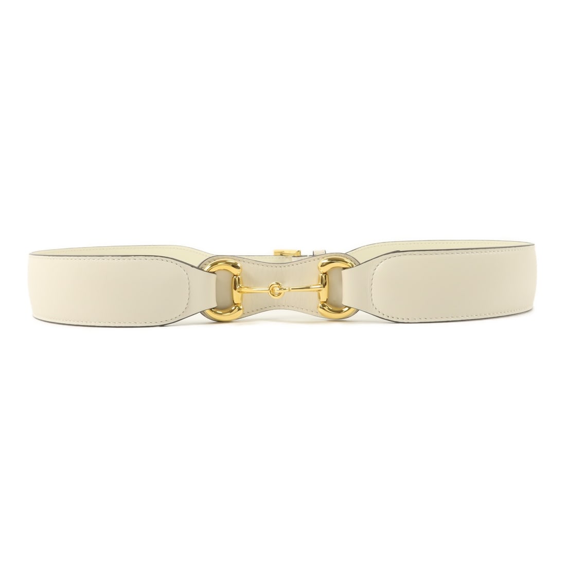 Gucci Horsebit 1955 White Calfskin Belt 85: Gucci Horsebit 1955 White Calfskin Belt 85 This Gucci Horsebit 1955 belt is crafted from white calfskin leather and features gold-tone hardware. Designed for women, it is made in Italy and showcases t
