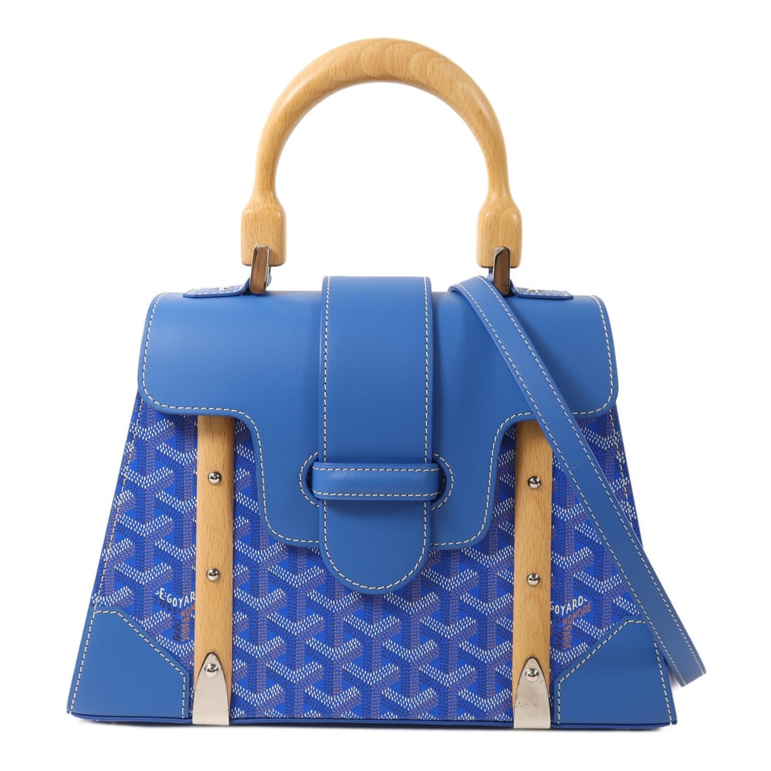 Goyard Saigon PM Blue PVC Coated Canvas Shoulder Bag: Goyard Saigon PM Blue PVC Coated Canvas Shoulder Bag This Goyard Saigon PM is a versatile 2-way shoulder bag crafted from durable blue PVC coated canvas. Designed for women, it features a structured s