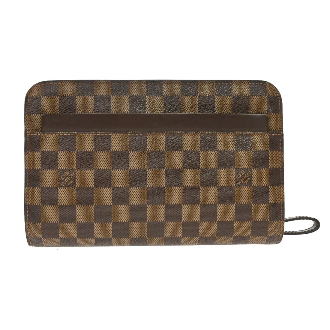 Louis Vuitton Damier Ebene Small Clutch Bag Saint Louis N51993: Louis Vuitton Damier Ebene Small Clutch Bag Saint Louis N51993 This Louis Vuitton Damier Ebene Orsay clutch features a classic brown canvas leather exterior with gold-tone hardware and a zip closure. 
