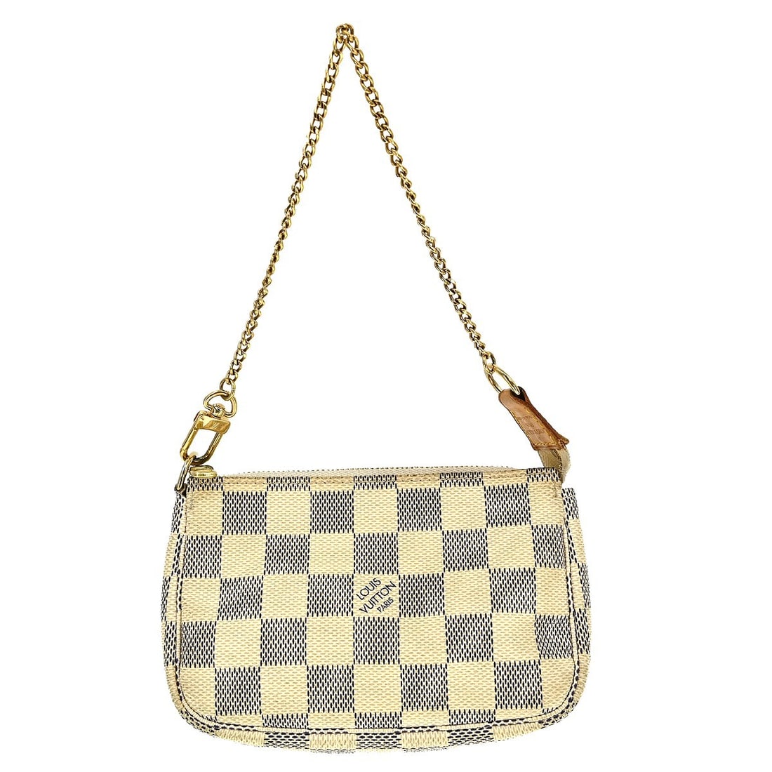 Louis Vuitton Mini Pochette Accessoires Damier Azur Chain Strap: Louis Vuitton Mini Pochette Accessoires Damier Azur Chain Strap This Louis Vuitton Damier Azur Mini Pochette Accessoires is a vintage handbag crafted from Damier canvas leather with an Azur color patt
