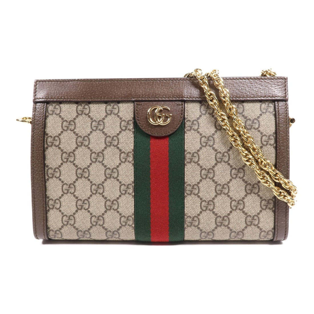 GUCCI Ophidia GG brown coated canvas shoulder bag 503877: GUCCI Ophidia GG brown coated canvas shoulder bag 503877 This Gucci Ophidia GG shoulder bag features a classic brown PVC coated canvas exterior with gold-tone hardware. Designed for women, it offers a