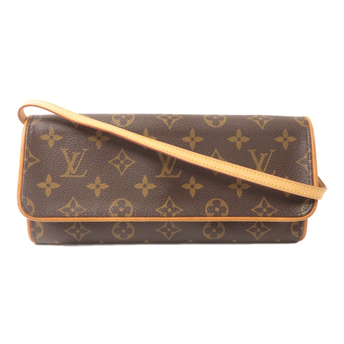 Louis Vuitton Pochette Twin GM Monogram Brown Shoulder Bag GHW: Louis Vuitton Pochette Twin GM Monogram Brown Shoulder Bag GHW This Louis Vuitton Pochette Twin GM shoulder bag features the iconic Monogram pattern in brown, crafted from durable PVC coated canvas. D