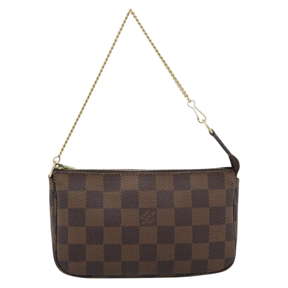 Louis Vuitton Damier Canvas Mini Pochette Accessoires Brown: Louis Vuitton Damier Canvas Mini Pochette Accessoires Brown This Louis Vuitton Mini Pochette Accessoires features the iconic Damier canvas in a classic brown color. Designed for women, it offers a com
