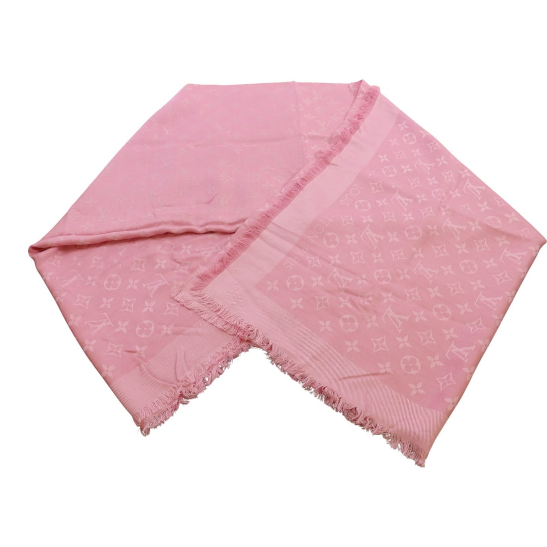 Louis Vuitton M78766 Pink Silk and Wool Designer Scarf: Louis Vuitton M78766 Pink Silk and Wool Designer Scarf This Louis Vuitton scarf features a blend of silk and wool in a pink hue. The scarf is designed in a regular size and showcases refined craftsman