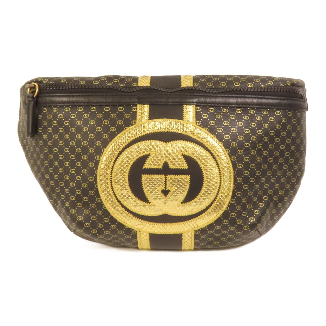 Gucci Dapper Dan Black Leather GG Waist and Body Bag: Gucci Dapper Dan Black Leather GG Waist and Body Bag This Gucci GG Dapper Dan waist and body bag is crafted from black leather and features gold-tone accents. Designed for versatility, it can be worn 