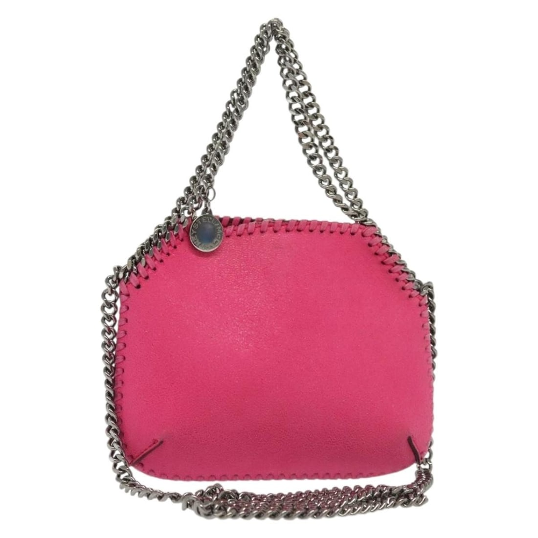 Falabella Tote Bag by Stella McCartney in Pink Suede: Falabella Tote Bag by Stella McCartney in Pink Suede This Stella McCartney Falabella Tote is crafted from pink suede and designed for women. The bag features a spacious interior and signature chain de