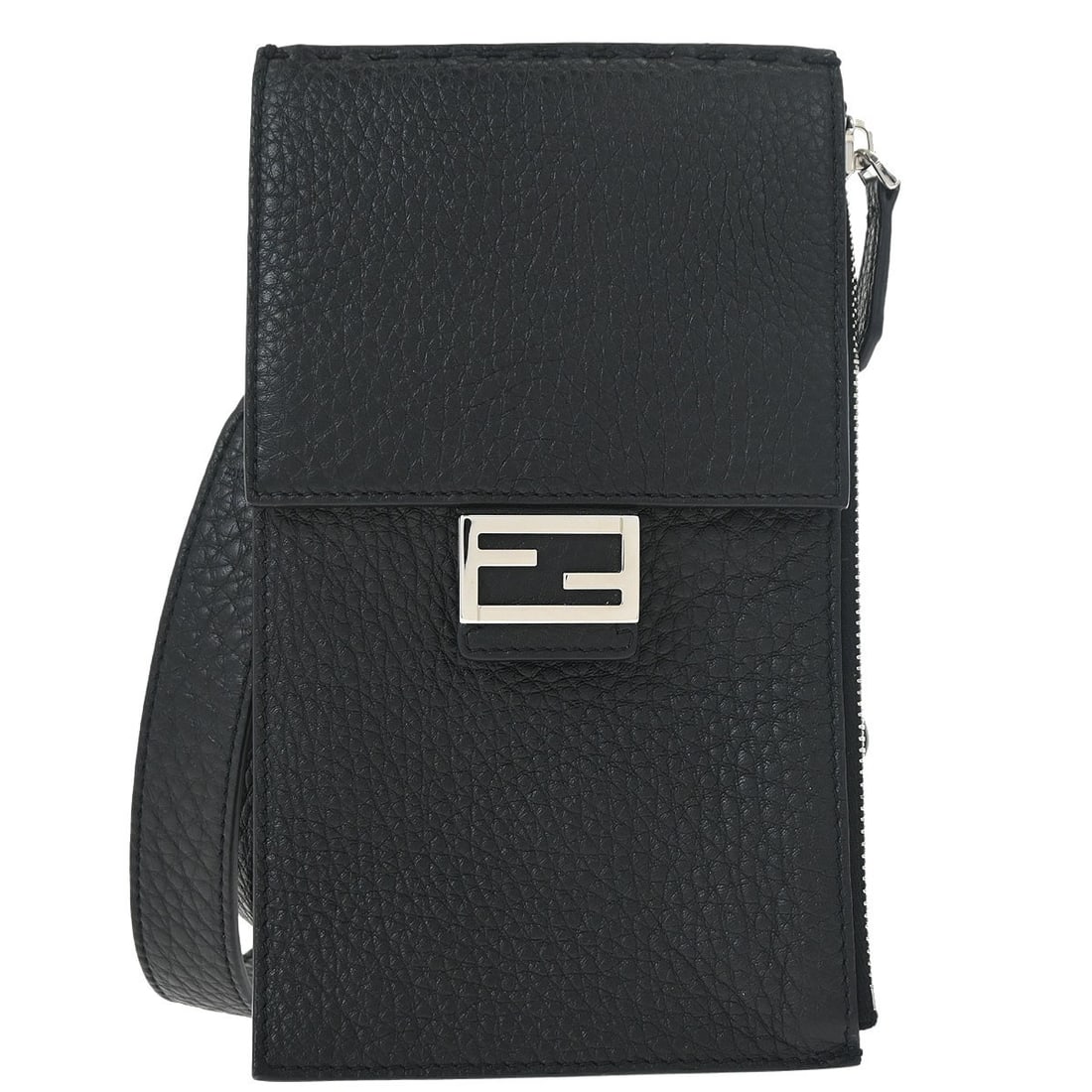 Fendi Small Black Leather Crossbody Shoulder Bag Silver Hardware (1 of 15)
