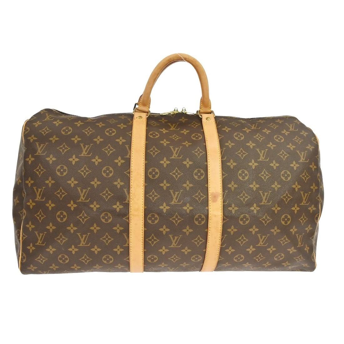 Louis Vuitton Keepall 55 monogram duffle travel bag: Louis Vuitton Keepall 55 monogram duffle travel bag This is a Louis Vuitton Keepall 55 travel handbag featuring the iconic Monogram canvas and leather exterior. Designed in an extra-large duffle style