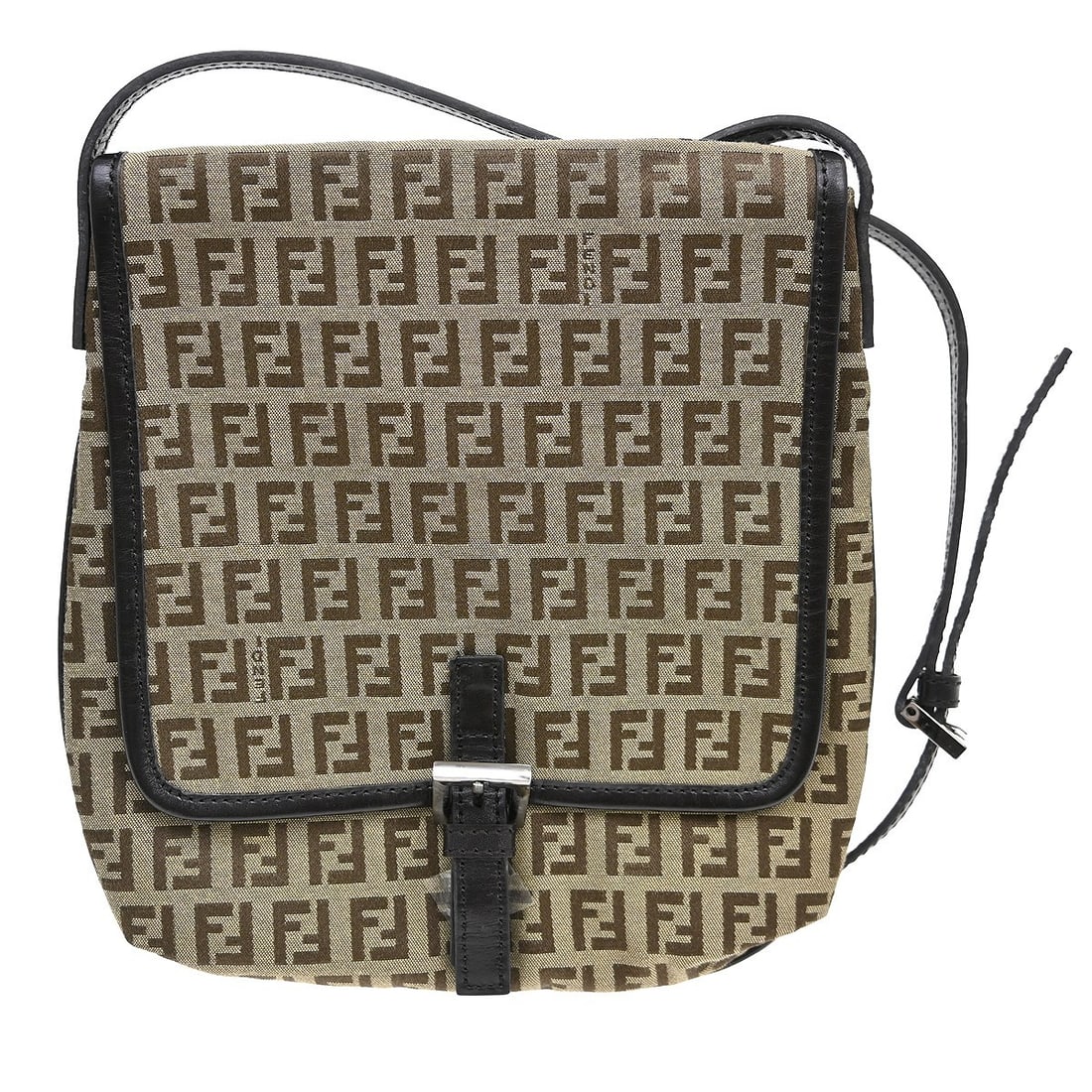 Fendi Zucchino Beige Canvas Leather Shoulder Bag: Fendi Zucchino Beige Canvas Leather Shoulder Bag This Fendi shoulder bag features the iconic Zucchino pattern in beige canvas leather, complemented by brown canvas shoulder straps and gold-tone hardwa