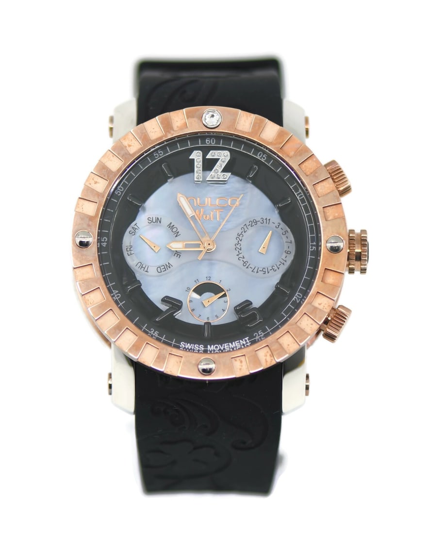 Mulco Nuit Two Tone Stainless Steel Watch MW51876023 with Box and Papers: Mulco Nuit Two Tone Stainless Steel Watch MW51876023 with Box and Papers Discover the Mulco Nuit Two Tone Stainless Steel Watch, a sophisticated wristwatch featuring a durable stainless steel case wit