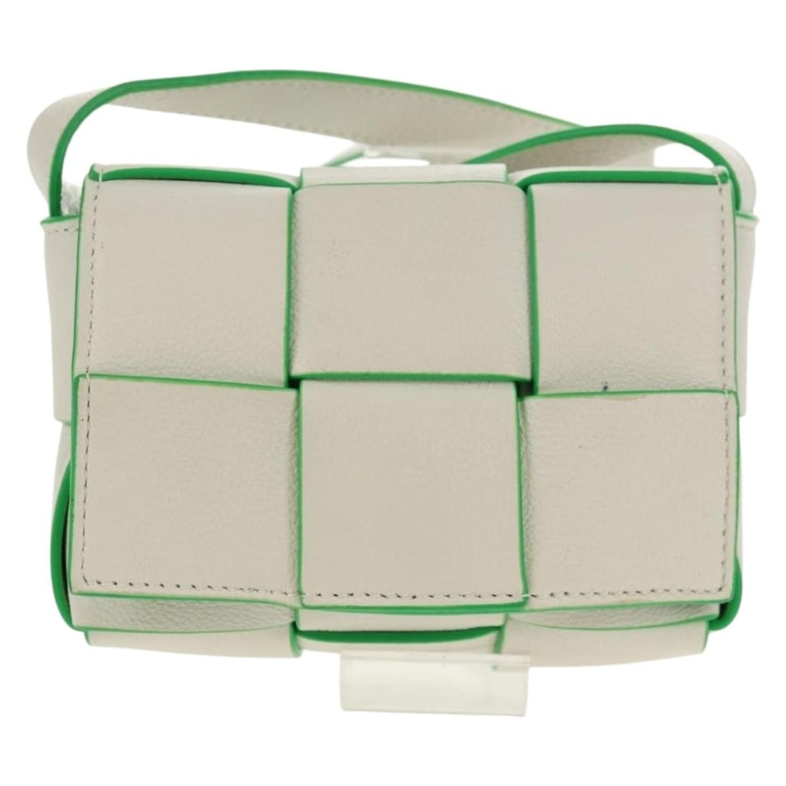 White Maxi Intrecciato Leather Cassette Crossbody Bag by Bottega Veneta: White Maxi Intrecciato Leather Cassette Crossbody Bag by Bottega Veneta This Bottega Veneta Cassette Crossbody Bag features the signature maxi intrecciato leather design in a white color. Crafted in I