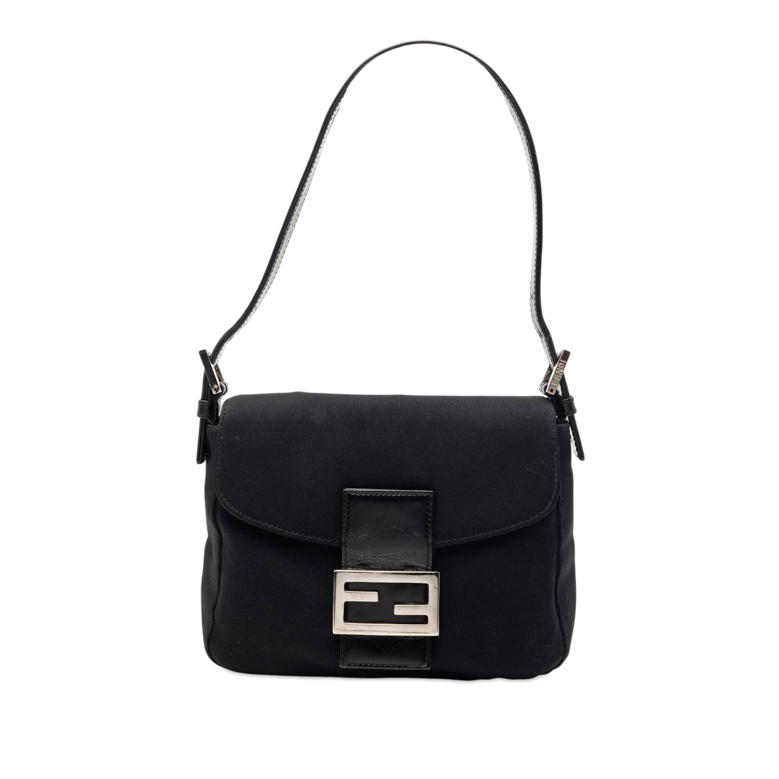 Fendi black cotton flap shoulder bag (1 of 7)