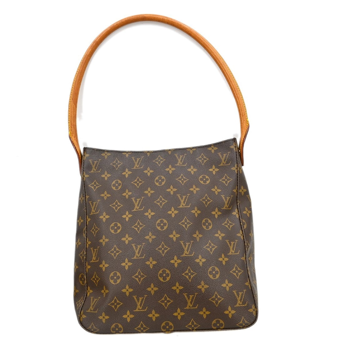 Louis Vuitton Looping GM Monogram Brown Shoulder Bag M51145: Louis Vuitton Looping GM Monogram Brown Shoulder Bag M51145 This Louis Vuitton Looping GM shoulder bag features the iconic Monogram pattern on brown leather, complemented by beige leather handles and 