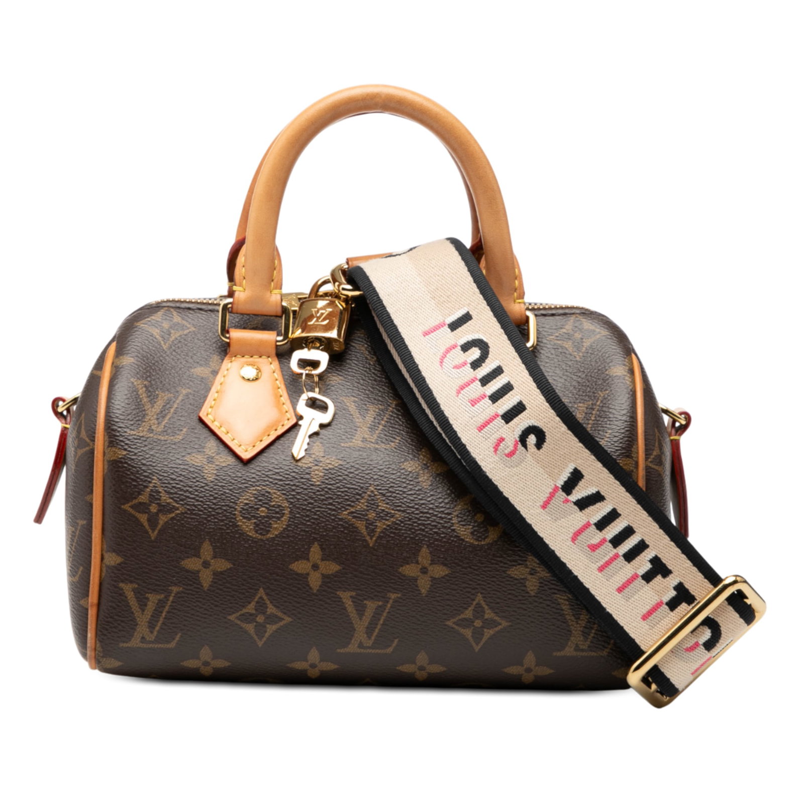 Louis Vuitton Speedy Bandouliere 20 Monogram Canvas Handbag with Strap: Louis Vuitton Speedy Bandouliere 20 Monogram Canvas Handbag with Strap The Louis Vuitton Monogram Speedy Bandouliere 20 features a monogram canvas body with rolled vachetta leather handles, a detachab