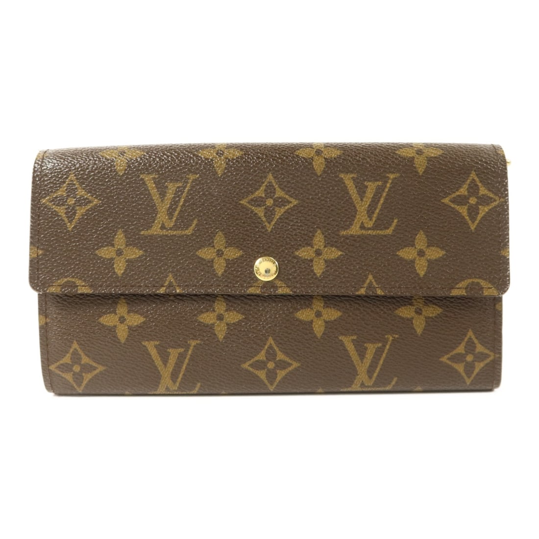 Louis Vuitton Sarah Bifold Wallet Monogram Canvas with Gold Tone Hardware: Louis Vuitton Sarah Bifold Wallet Monogram Canvas with Gold Tone Hardware This Louis Vuitton Sarah long wallet features the classic monogram pattern in brown PVC coated canvas. Designed as a bifold pu