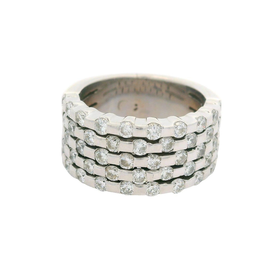 14k White Gold 1.25ctw Diamond Wide Band Ring Unbranded: 14k White Gold 1.25ctw Diamond Wide Band Ring Unbranded This stunning wide band ring features a total carat weight of 1.25ctw, adorned with 48 natural genuine round brilliant cut diamonds. The diamond