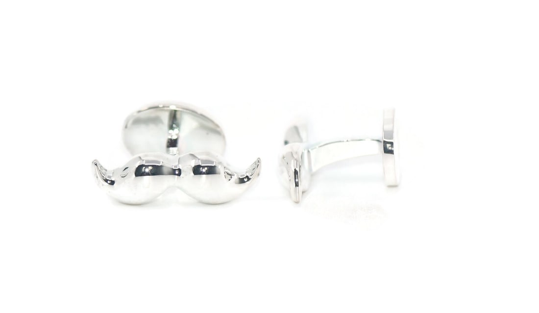 Men's Cufflinks with Mustache Motif by Ralph Lauren 22.5mm: Men's Cufflinks with Mustache Motif by Ralph Lauren 22.5mm These Ralph Lauren mustache cufflinks offer a distinctive accessory for men's formal attire. Featuring a refined mustache design, these cuffl