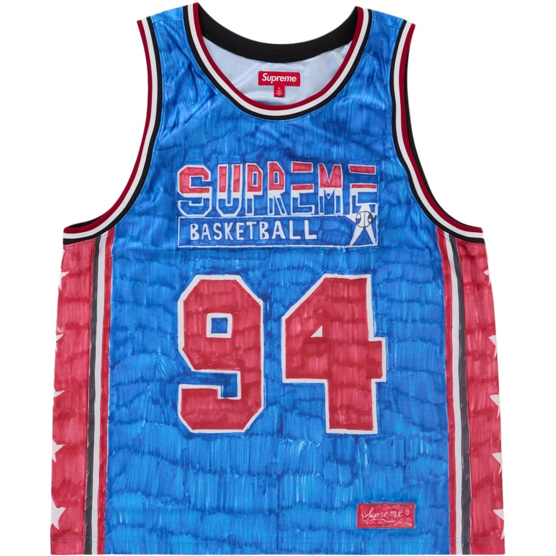 Supreme Marker Basketball Jersey Blue Red Size Medium: Supreme Marker Basketball Jersey Blue Red Size Medium This Supreme Marker Basketball Jersey features a bold blue and red colorway with a striking marker-style "SUPREME" logo across the chest. Designed