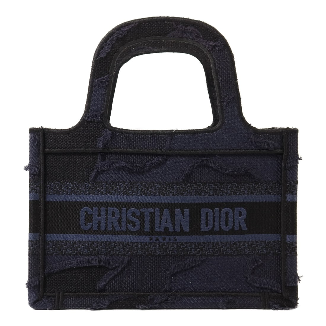 Dior Navy Canvas Mini Book Tote Bag from France: Dior Navy Canvas Mini Book Tote Bag from France This Christian Dior CD Mini Book Tote Bag features a navy canvas exterior and is designed for women. Made in France, it offers a compact and stylish opt
