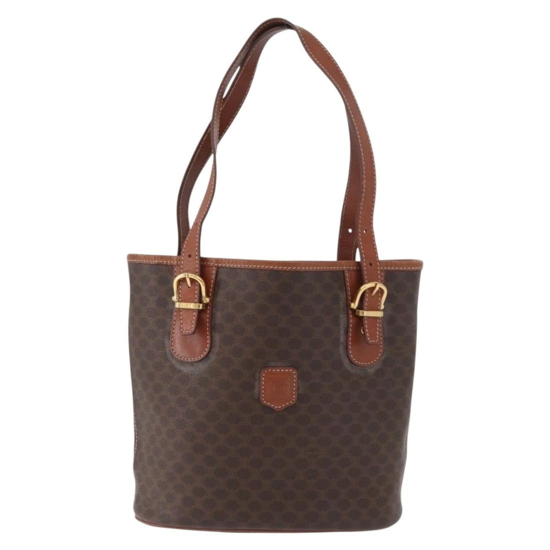 Celine Macadam Canvas Tote Bag Brown 24cm x 23cm x 11cm: Celine Macadam Canvas Tote Bag Brown 24cm x 23cm x 11cm This Celine Vintage Macadam Tote bag is crafted from brown canvas with leather accents. Made in Italy, it features the iconic Macadam pattern an