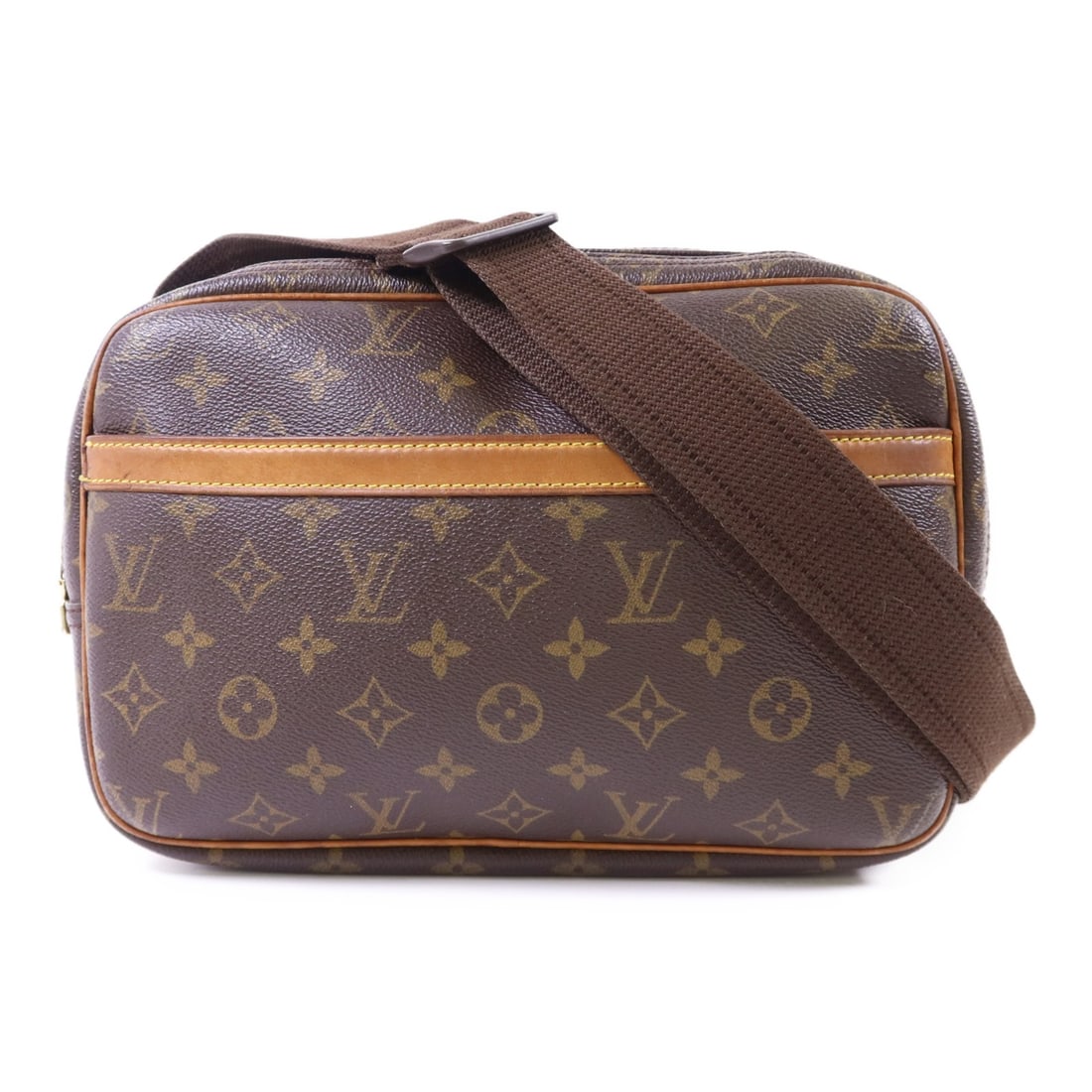 Louis Vuitton Reporter PM Monogram Canvas Shoulder Bag Brown M45254: Louis Vuitton Reporter PM Monogram Canvas Shoulder Bag Brown M45254 This Louis Vuitton Reporter PM shoulder bag is crafted from brown PVC coated canvas in the iconic Monogram pattern. Designed for eve