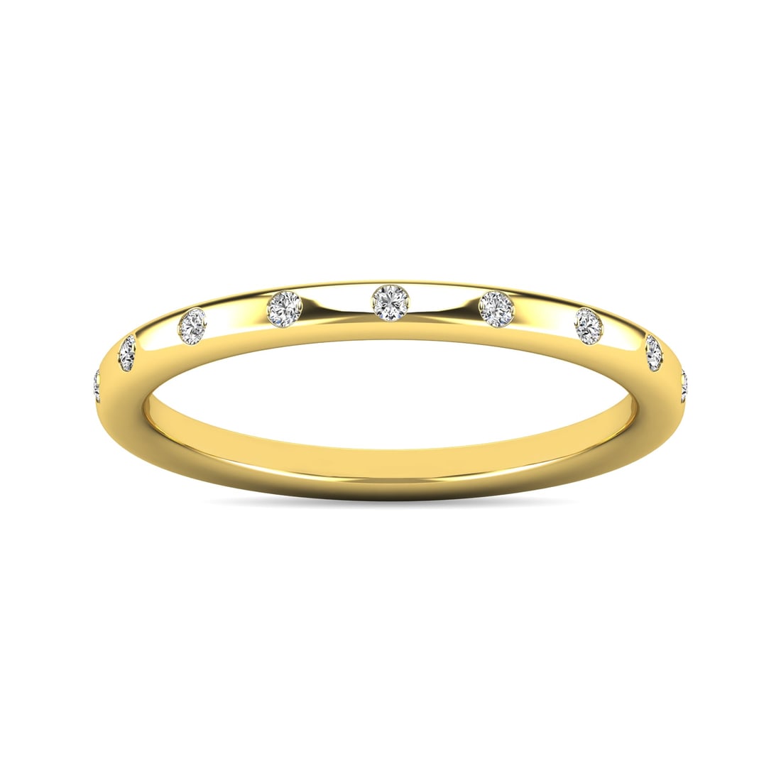 Diamond 1/10 Ct.tw Stackable Ring in 14K Yellow Gold: Diamond 1/10 Ct.tw Stackable Ring in 14K Yellow Gold 14k Yellow Gold Stone Color: G-h Stone Clarity: I1 Each ring is presented in standard size 6.5. Complimentary resizing is available between sizes 5
