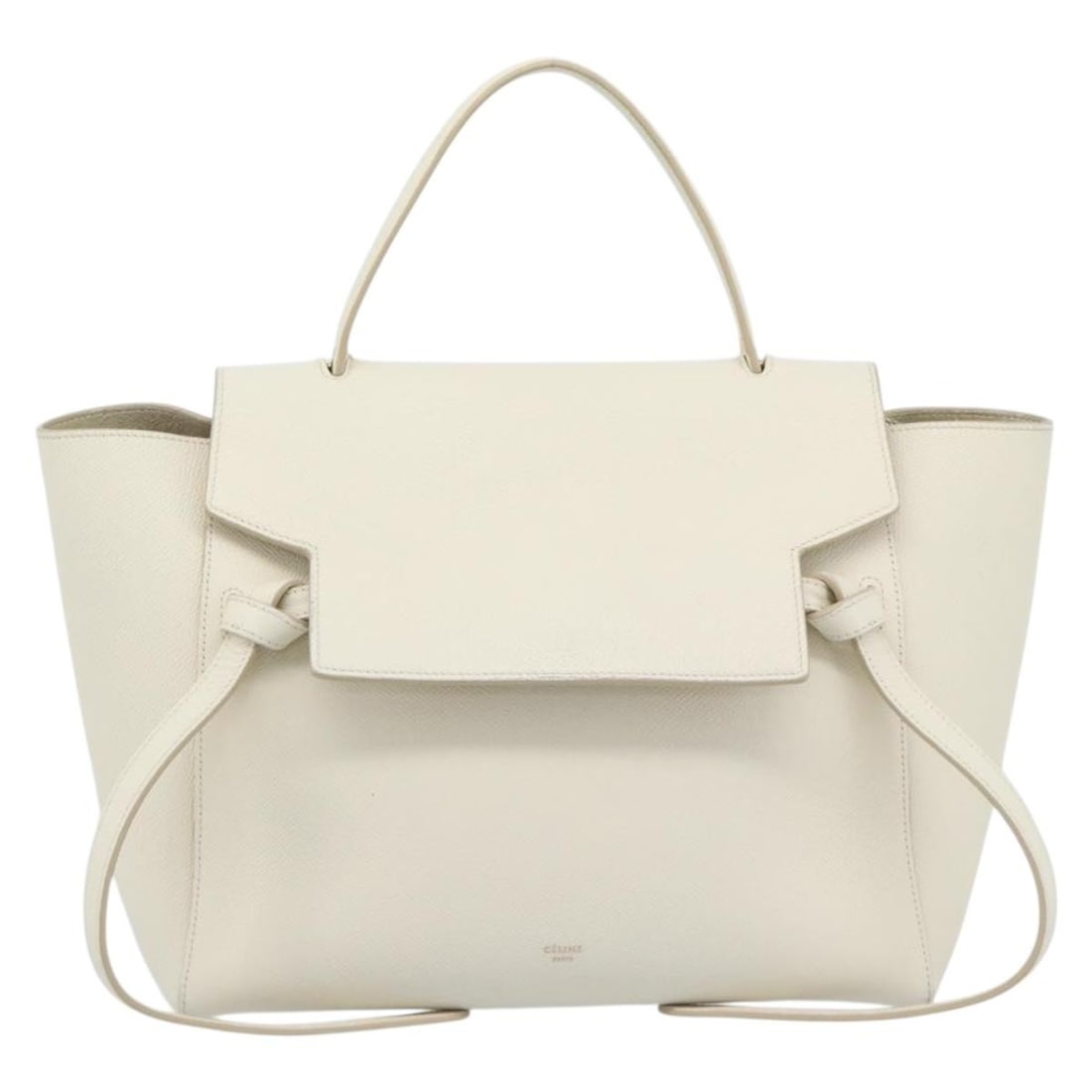 Celine Belt Bag White Textured Leather: Celine Belt Bag White Textured Leather This Celine Belt Bag features a textured white leather exterior and is designed for women. Crafted in Italy, the bag measures 34cm by 22cm by 18cm. It is in good