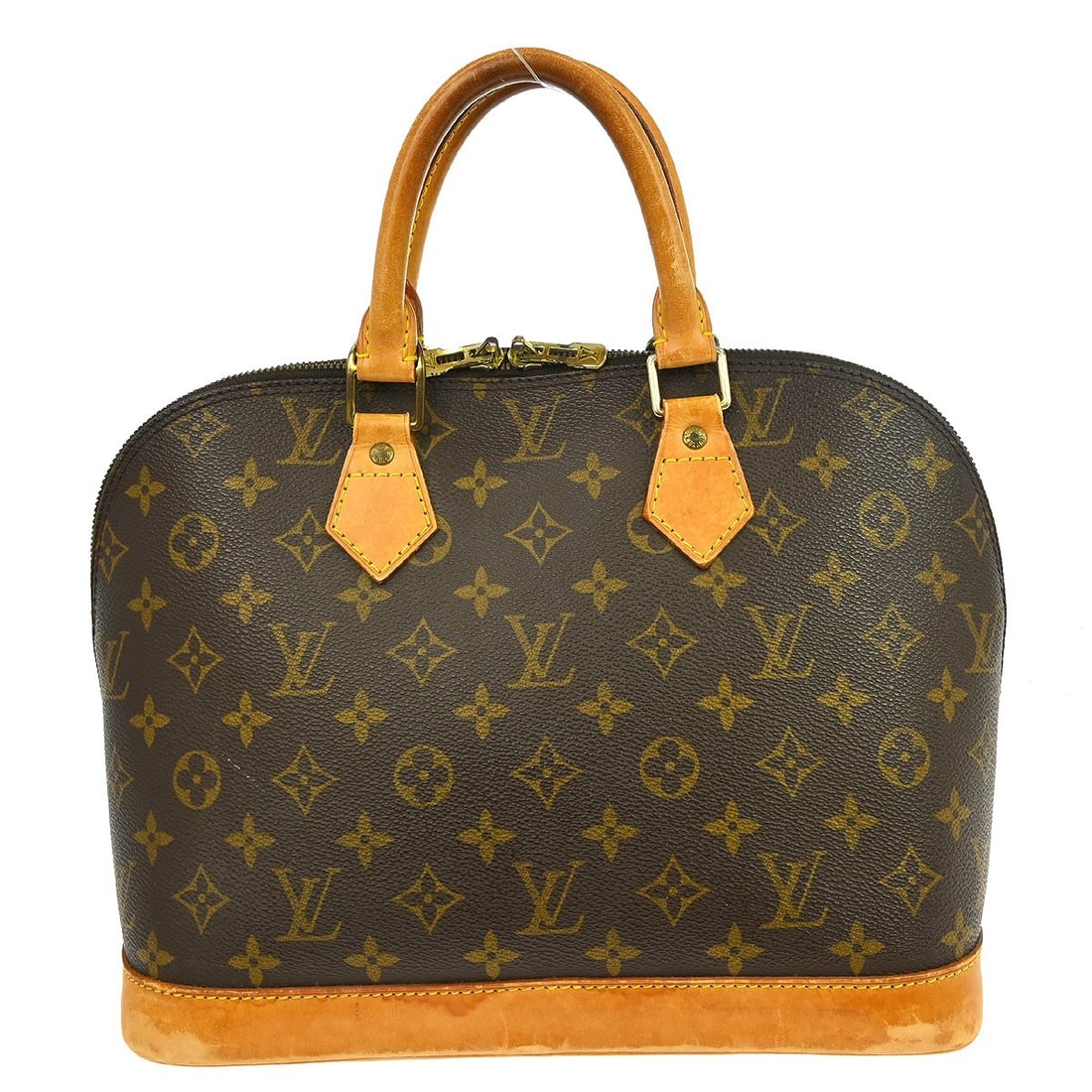Louis Vuitton Monogram Alma Medium Brown Canvas Handbag: Louis Vuitton Monogram Alma Medium Brown Canvas Handbag This Louis Vuitton Alma handbag features the iconic Monogram canvas exterior and is designed in a medium size. It has double beige handles, a zi