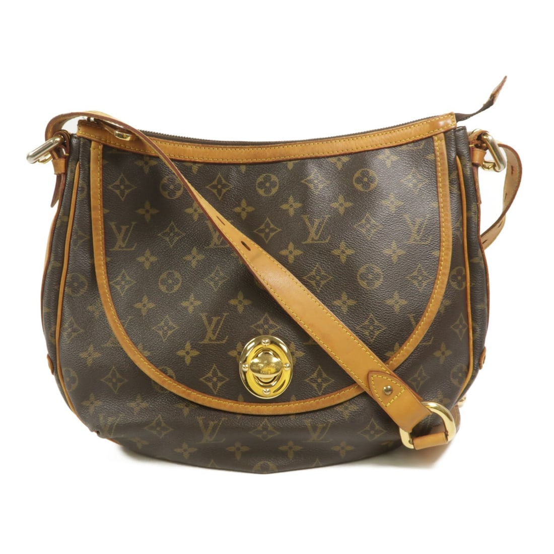 Louis Vuitton Tulum GM Monogram Brown Shoulder Bag GHW M40075: Louis Vuitton Tulum GM Monogram Brown Shoulder Bag GHW M40075 This Louis Vuitton Tulum GM shoulder bag features the iconic Monogram brown design crafted from PVC coated canvas. The bag is designed for