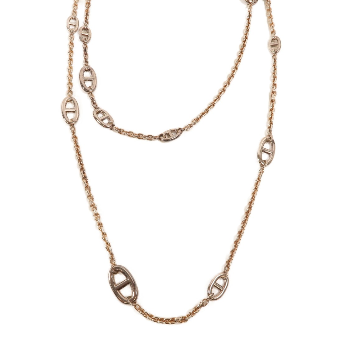 Hermes Farandole 160cm 925 Sterling Silver Necklace: Hermes Farandole 160cm 925 Sterling Silver Necklace This HERMES Farandole long necklace features a sleek and elegant design crafted from 925 sterling silver. Made in France, it is suitable for unisex