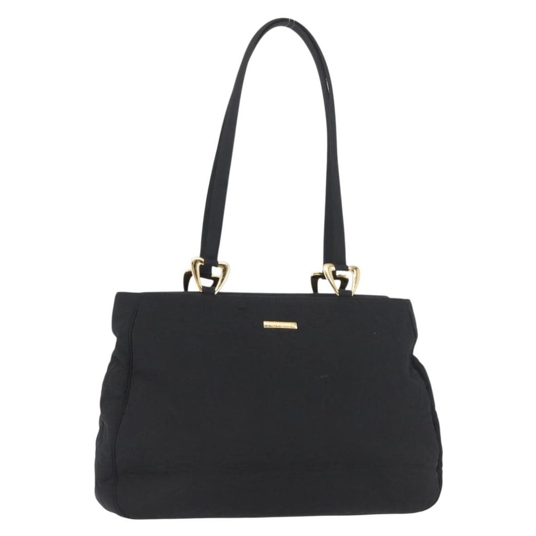 SAINT LAURENT Black Gold Nylon Tote Bag Made in France: SAINT LAURENT Black Gold Nylon Tote Bag Made in France This stylish SAINT LAURENT Tote Bag is crafted from durable nylon in a sophisticated black and gold color scheme. With approximate dimensions of