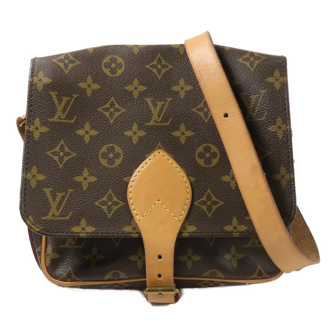 Louis Vuitton Cartouchiere Monogram Shoulder Bag Brown GHW: Louis Vuitton Cartouchiere Monogram Shoulder Bag Brown GHW This Louis Vuitton Cartouchiere shoulder bag features the iconic monogram pattern in brown PVC coated canvas. Designed for women, it is equip
