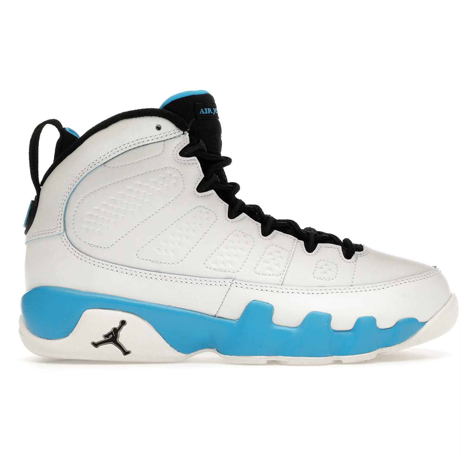 Nike Jordan 9 Retro Powder Blue GS Sneakers Size 6.5 M 8 W: Nike Jordan 9 Retro Powder Blue GS Sneakers Size 6.5 M 8 W The Nike Jordan 9 Retro Powder Blue (GS) is an authentic pair of sneakers presented in un-used and unworn condition. This model features the 
