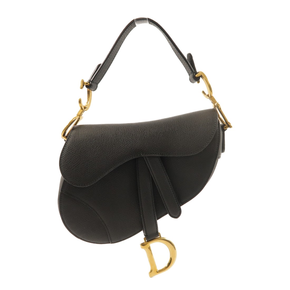 Dior Mini Saddle Black Calfskin Handbag GHW Women: Dior Mini Saddle Black Calfskin Handbag GHW Women This Christian Dior Mini Saddle Handbag is crafted from black calfskin leather, featuring gold-tone hardware and a distinctive saddle silhouette. Desi