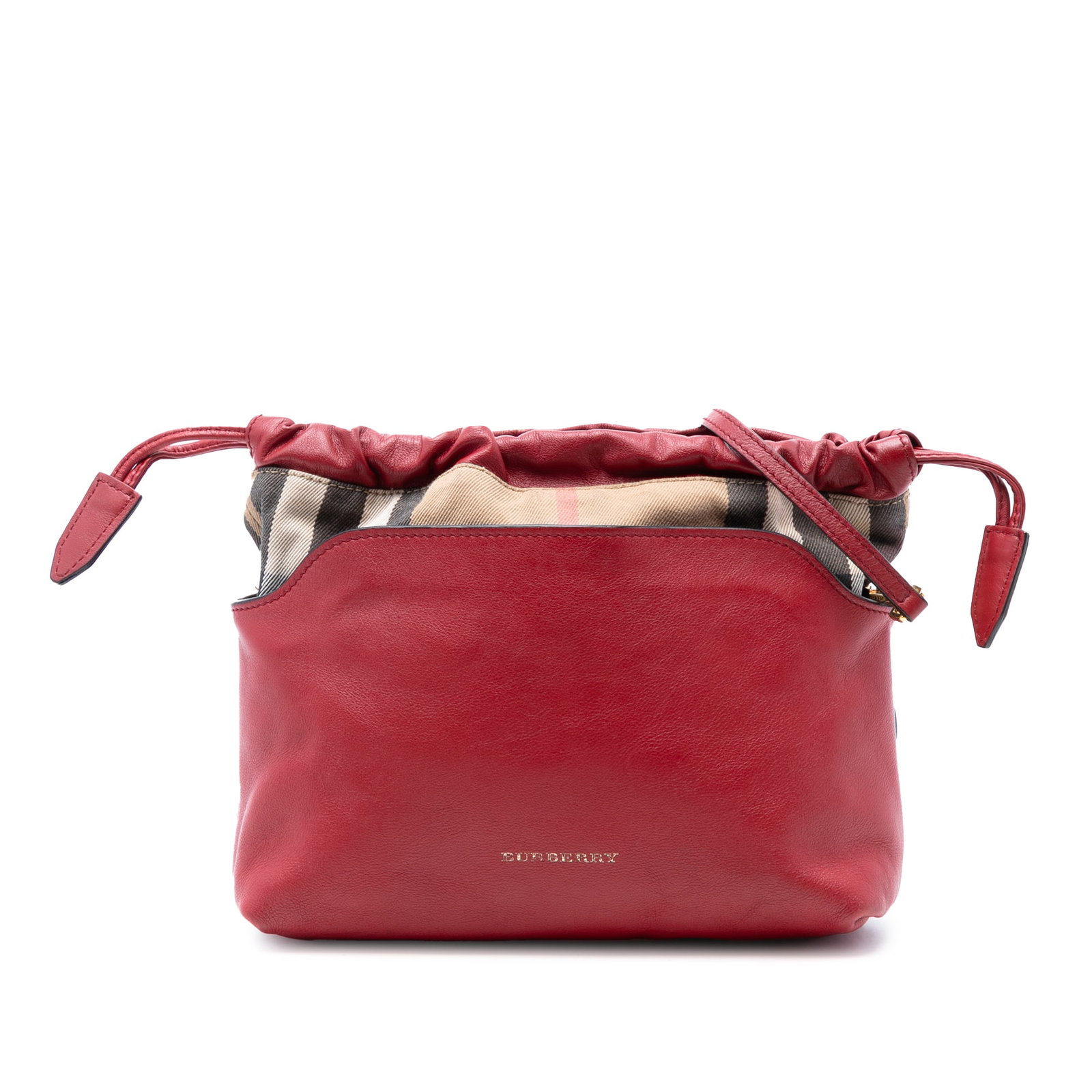 Burberry Little Crush Red Canvas and Leather House Check Crossbody Bag: Burberry Little Crush Red Canvas and Leather House Check Crossbody Bag This Burberry Little Crush crossbody bag features the signature House Check canvas combined with calfskin leather. It is designed