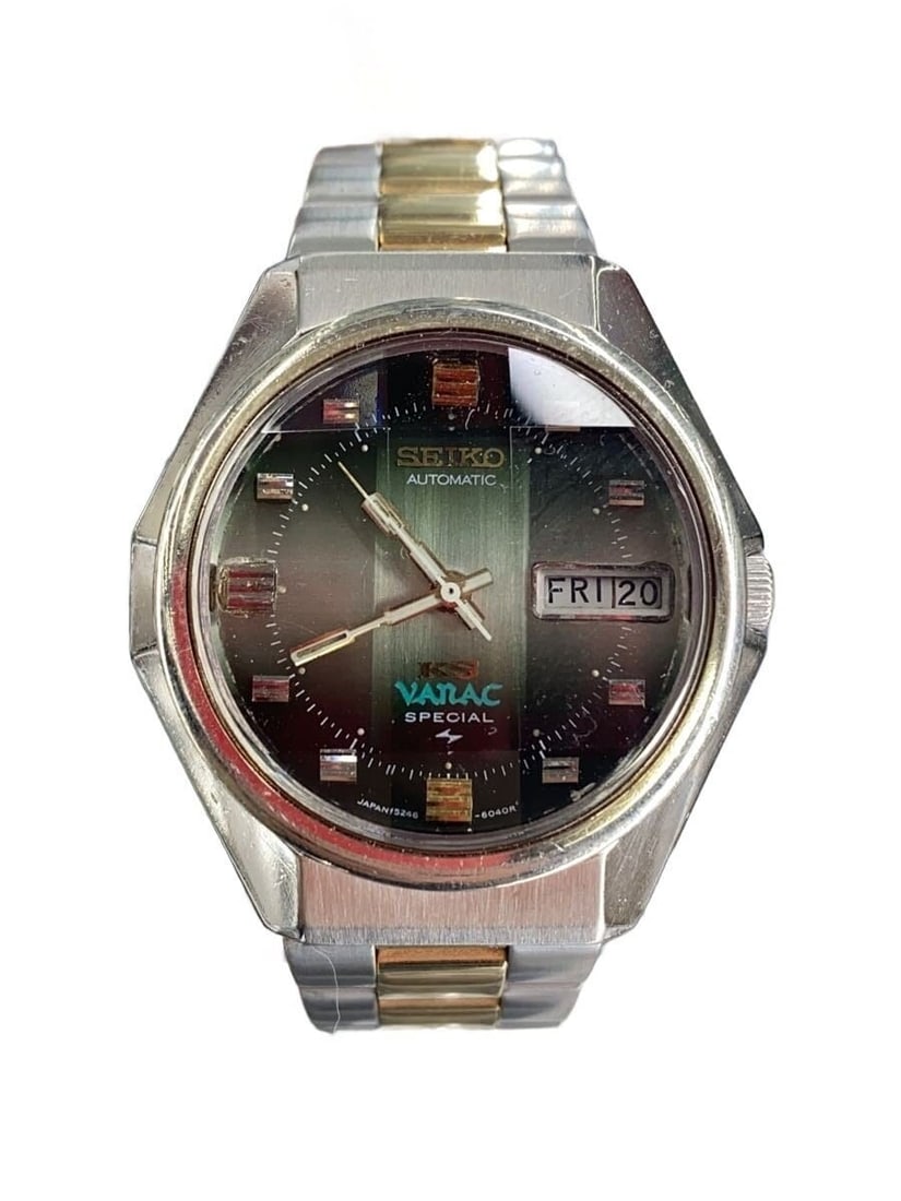 Seiko King Seiko Vanac Automatic Day Date Stainless Steel Green Dial: Seiko King Seiko Vanac Automatic Day Date Stainless Steel Green Dial This Seiko King Seiko Vanac Special Automatic Day-Date wristwatch features a green dial and stainless steel construction. Designed 