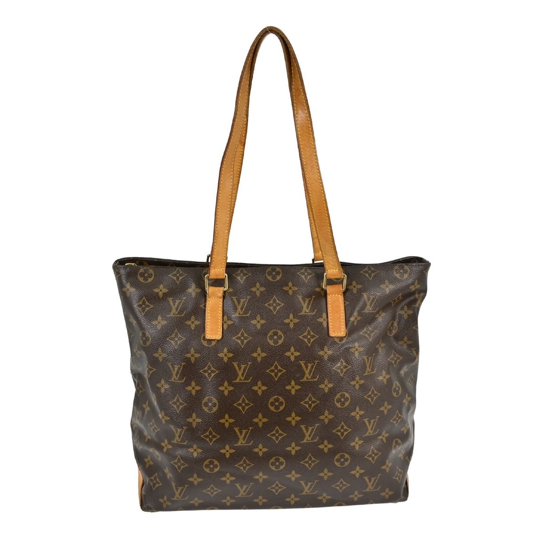 Louis Vuitton Cabas Mezzo Monogram Canvas Tote Bag: Louis Vuitton Cabas Mezzo Monogram Canvas Tote Bag This Louis Vuitton Cabas Mezzo tote bag features the iconic monogram canvas leather exterior with brown leather double handles and a zip closure. Des