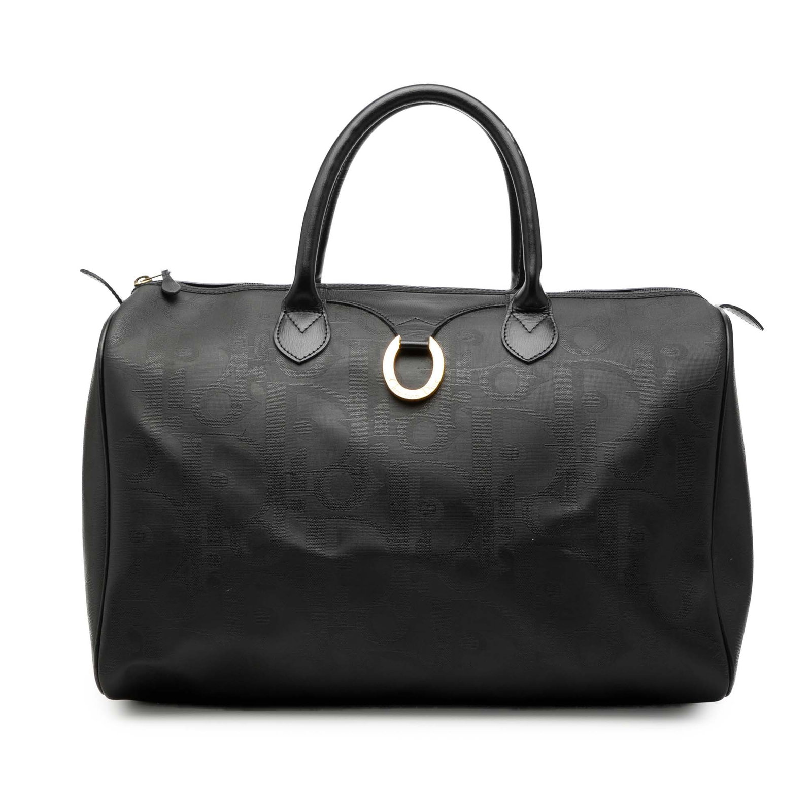 Diorissimo Trotter Black Coated Canvas Travel Bag: Diorissimo Trotter Black Coated Canvas Travel Bag This Diorissimo Trotter travel bag is crafted from coated canvas with leather trim, featuring rolled leather handles, a top zip closure, and an interi