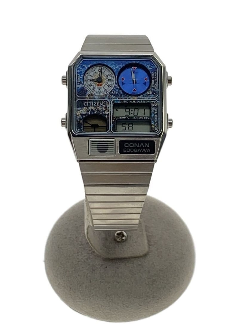 Citizen Meitanntei Conan Blue Stainless Steel Men's Wristwatch: Citizen Meitanntei Conan Blue Stainless Steel Men's Wristwatch This CITIZEN men's wristwatch is a collaboration model inspired by Meitantei Conan. The watch features a blue stainless steel case and ba