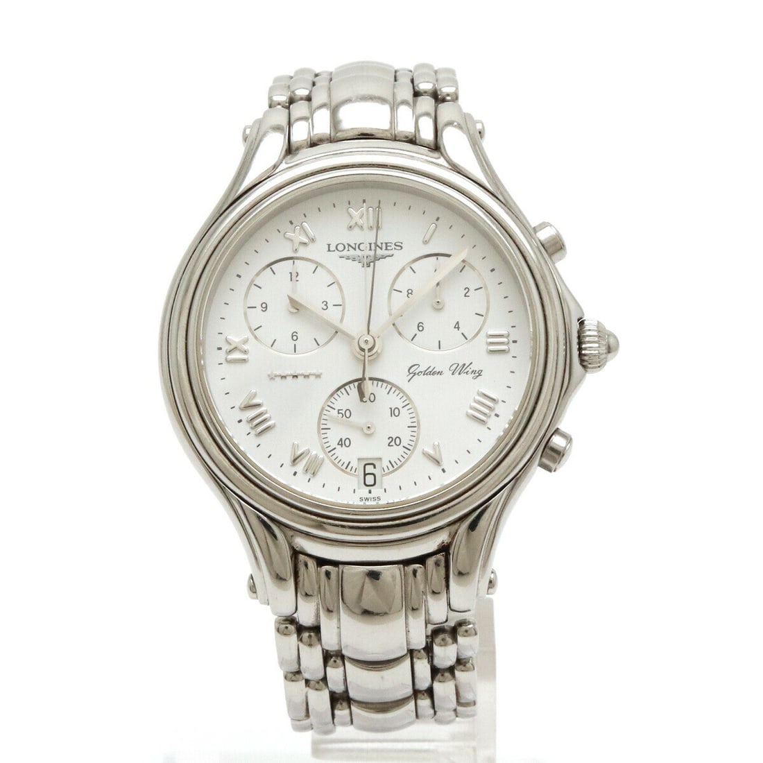 Longines Golden Wing quartz chronograph men's stainless steel watch L3.610.4 (1 of 9)