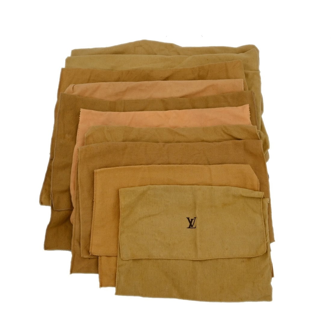 Set of 10 Louis Vuitton Brown Cotton Dust Bags Authentic: Set of 10 Louis Vuitton Brown Cotton Dust Bags Authentic This is a set of ten authentic Louis Vuitton dust bags, crafted from 100% cotton in brown and beige. Designed for unisex use, these dust bags o