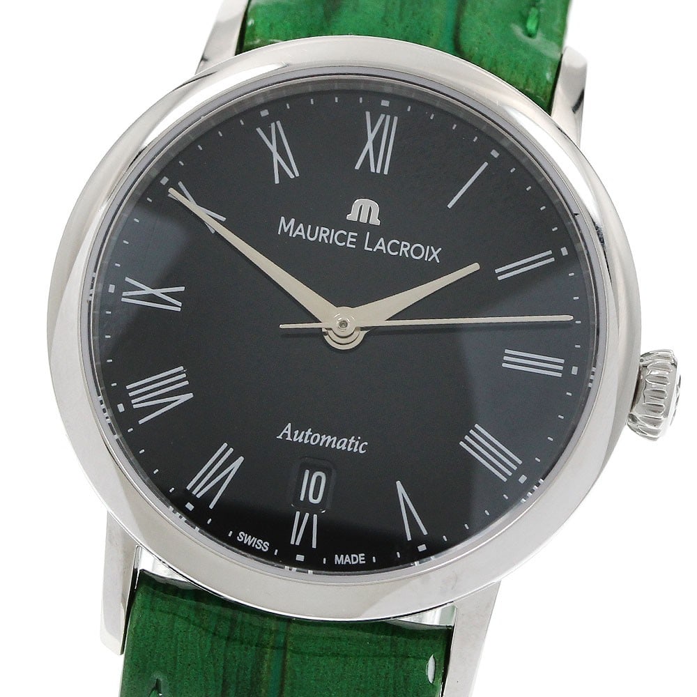 Maurice Lacroix Les Classiques Ladies Automatic Date Watch LC6063: Maurice Lacroix Les Classiques Ladies Automatic Date Watch LC6063 This Maurice Lacroix Les Classiques Date women's wristwatch features a stainless steel case paired with a black leather band. The watc