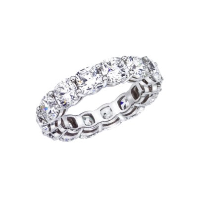 Platinum Rachel Koen Cushion Cut Diamond Eternity Ring 7.65 cts: Platinum Rachel Koen Cushion Cut Diamond Eternity Ring 7.65 cts This platinum eternity wedding band features brilliant cushion cut diamonds set in a finely crafted design that minimizes visible metal 