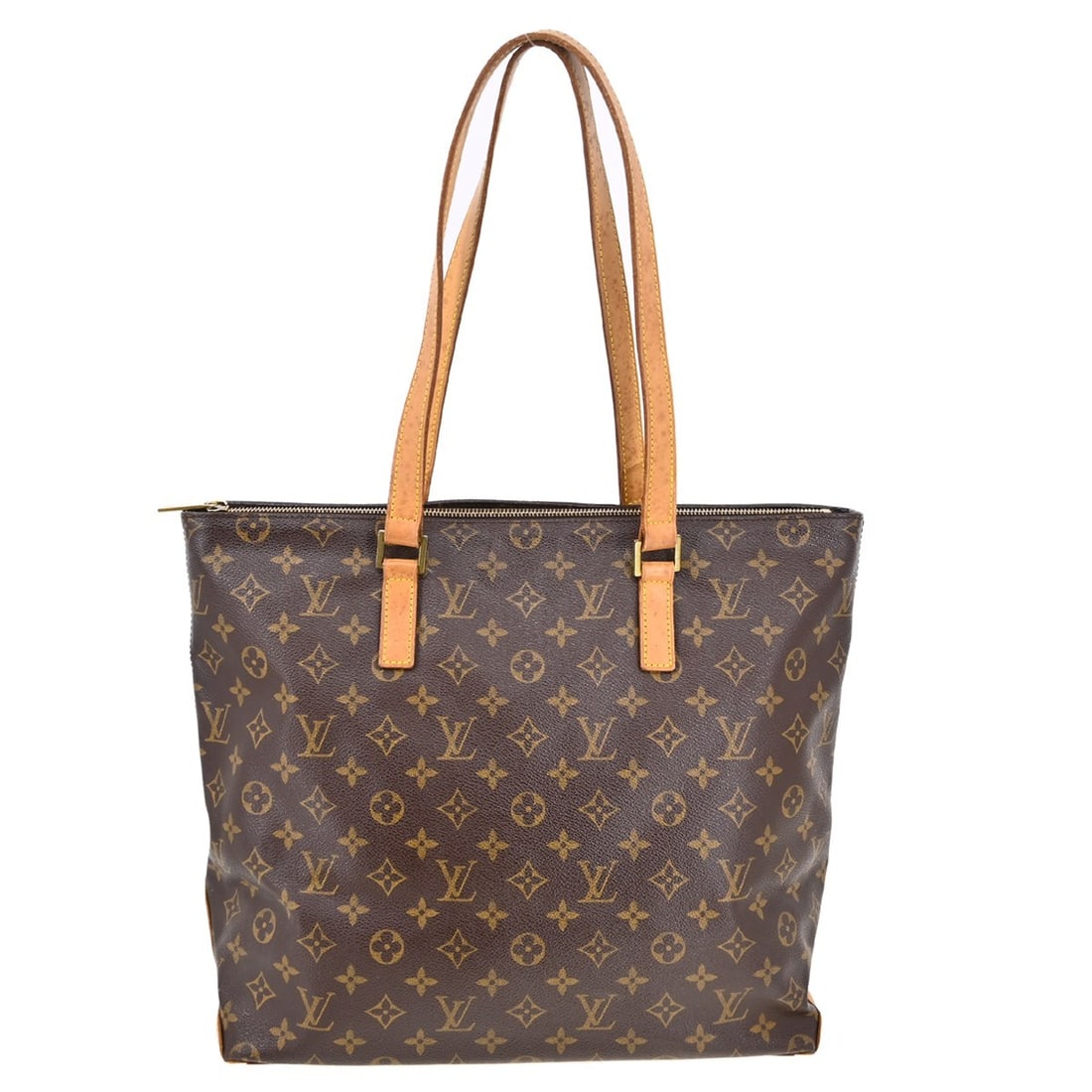 Louis Vuitton Monogram Cabas Mezzo Tote Bag M51151: Louis Vuitton Monogram Cabas Mezzo Tote Bag M51151 This Louis Vuitton Cabas Mezzo tote bag features the iconic monogram canvas leather exterior with brown leather double handles and a zip closure. Des