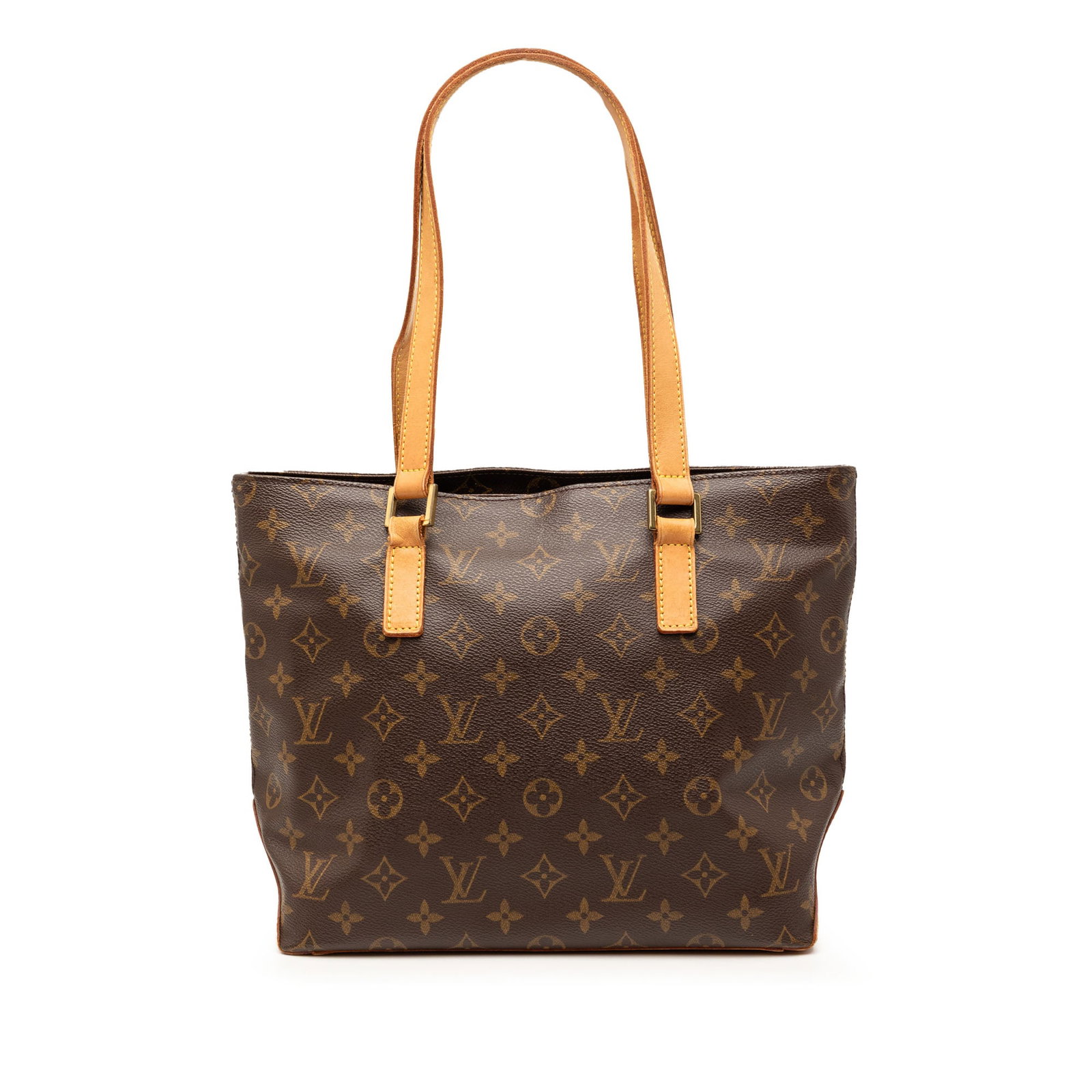 Louis Vuitton Cabas Piano Monogram Canvas Tote: Louis Vuitton Cabas Piano Monogram Canvas Tote This Louis Vuitton Monogram Cabas Piano features the iconic monogram canvas, flat vachetta leather straps, a top zip closure, and interior zip and slip p
