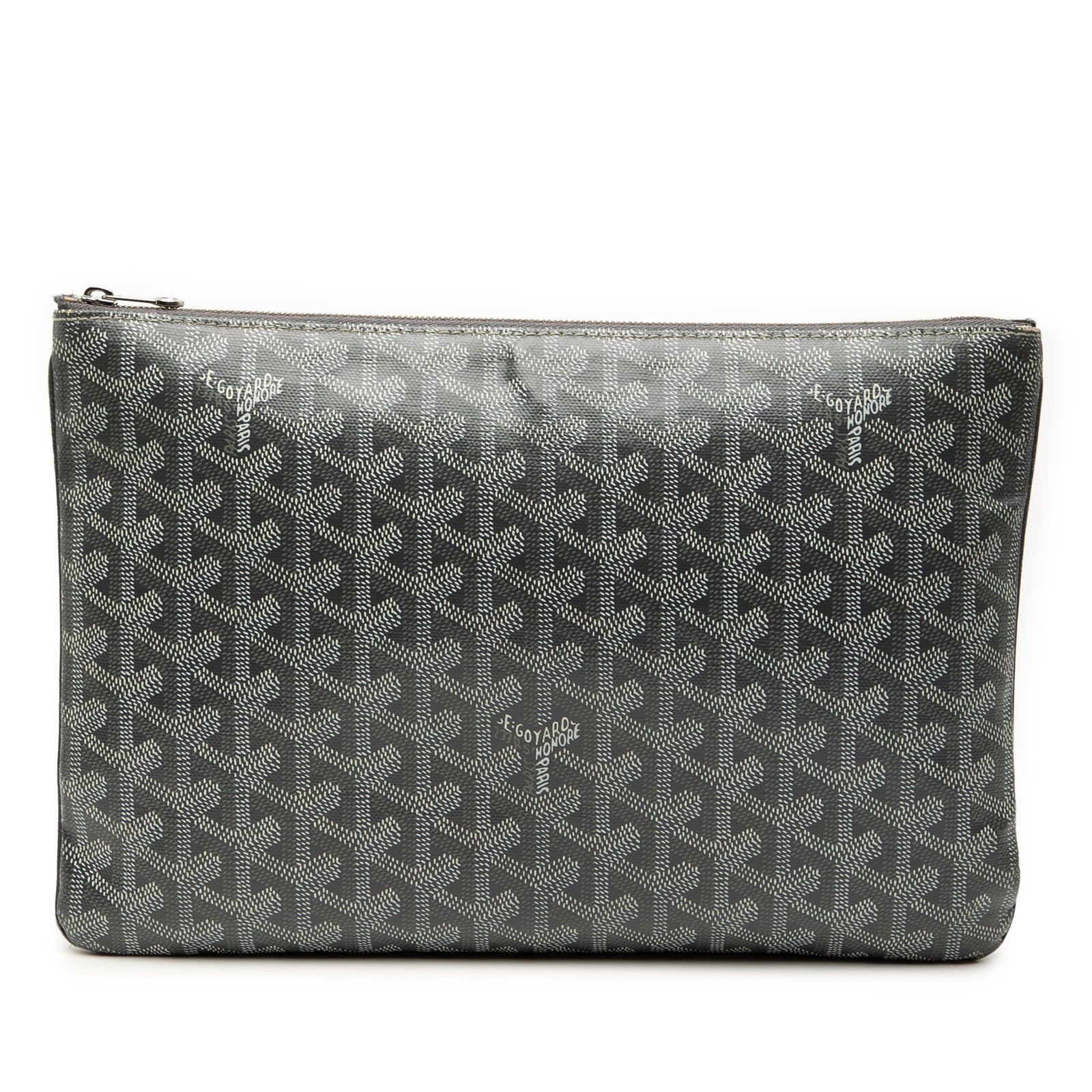 Goyard Goyardine Senat MM Gray Coated Canvas Bag: Goyard Goyardine Senat MM Gray Coated Canvas Bag The Goyardine Senat MM is a stylish bag crafted from coated canvas, showcasing a sophisticated gray color. It features a secure top zip closure and an 