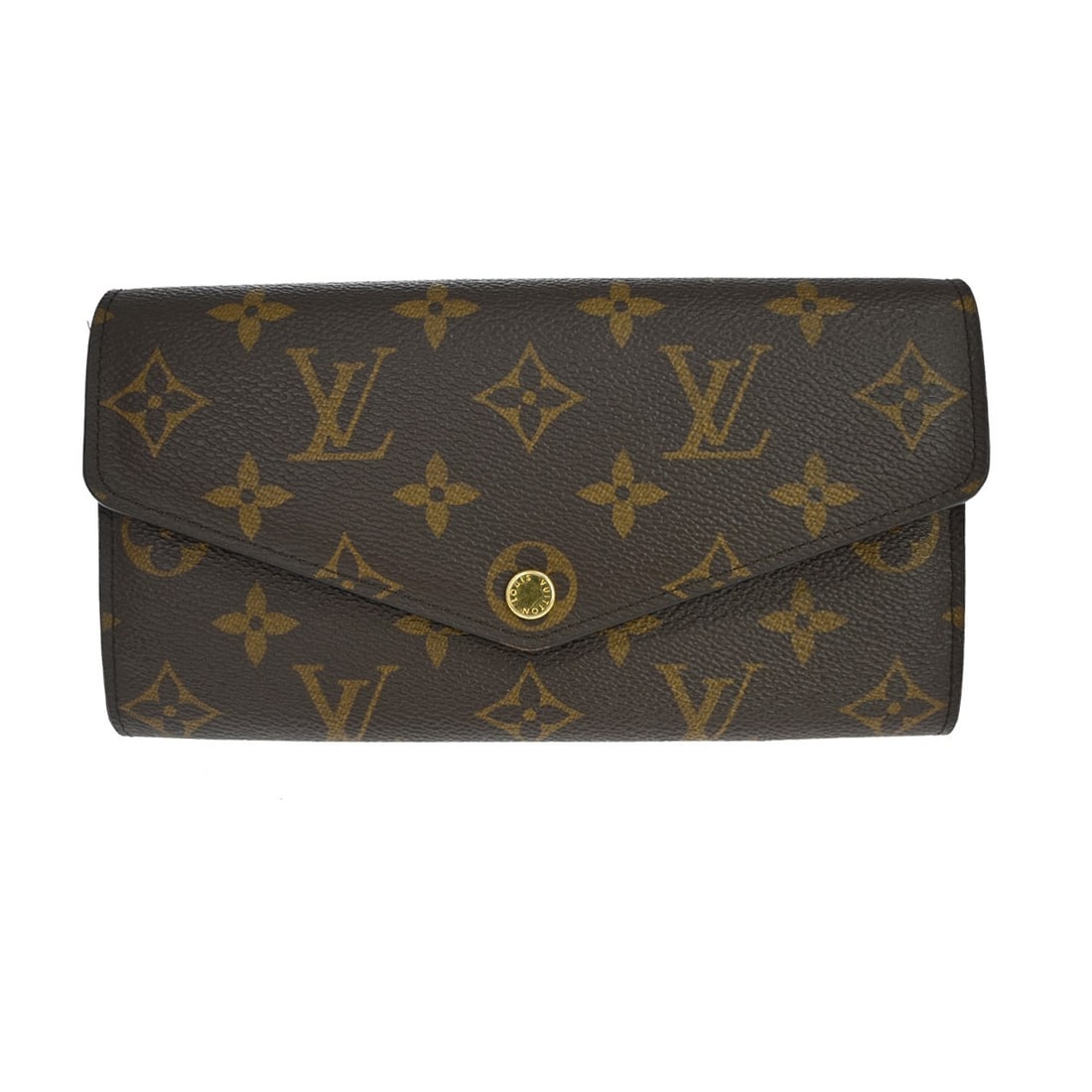 Louis Vuitton Sarah Monogram Canvas Folding Wallet: Louis Vuitton Sarah Monogram Canvas Folding Wallet This Louis Vuitton Portefeuille Sarah wallet features the iconic Monogram canvas in brown, designed for women. The wallet offers a classic folding st