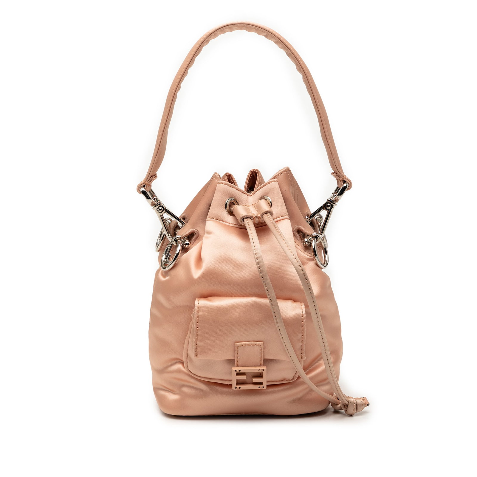 Fendi Mon Tresor Mini Pink Satin Bucket Bag with Detachable Strap (1 of 9)