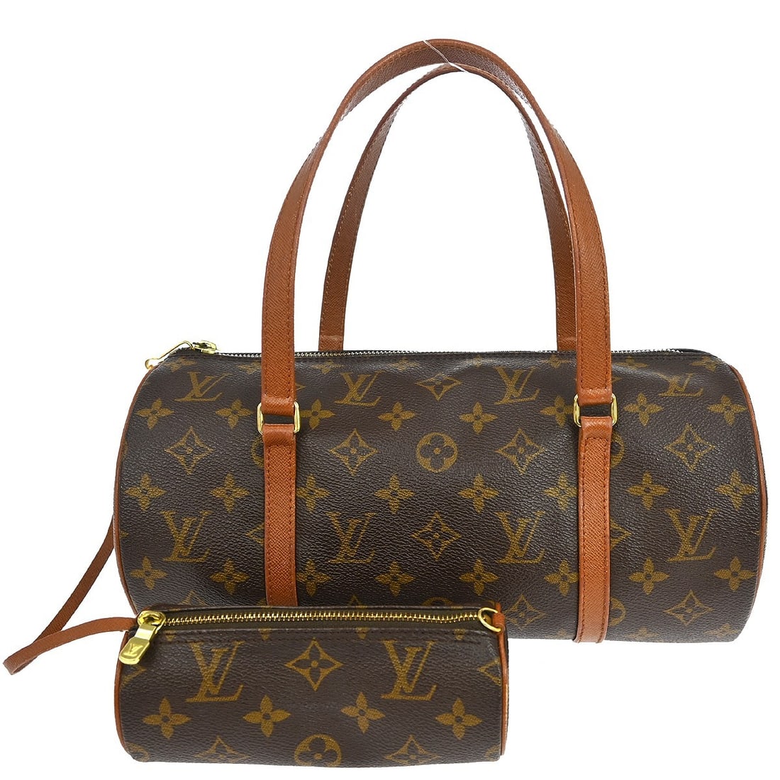 Louis Vuitton Papillon 30 Monogram Canvas Zip Handbag: Louis Vuitton Papillon 30 Monogram Canvas Zip Handbag This Louis Vuitton Papillon 30 handbag features the iconic monogram canvas exterior with brown leather double handles and a zip closure. The mediu